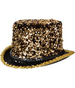 Høj hat med guld pailletter, luxe
