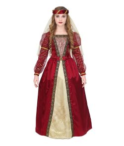 Rødt Middelalder Prinsesse kostume