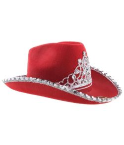 Rød cowboyhat med diadem