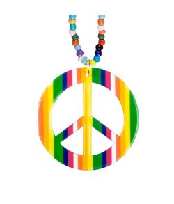 Flot regnbuefarvet halskæde med peacetegn