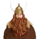 Flot langhåret paryk med skæg med fletninger til vikinge udklædningen.