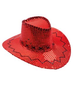 Rød paillet cowboyhat