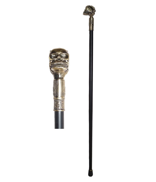 Stok med guld kranie skaft 92cm