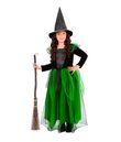 Grøn heks kostume med hat