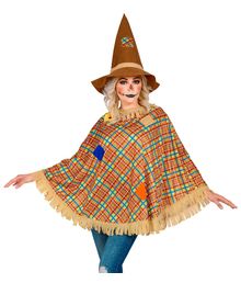 Fugleskræmsel poncho og hat, voksen Fugleskræmsel poncho og hat, voksen