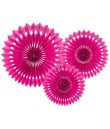 Mørk pink papir rosetter 3stk