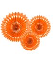 Orange papir rosetter 3stk