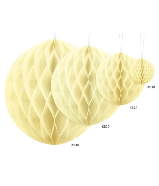 Creme papirvæv kugle 10 - 40 cm