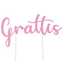 Lyserød Grattis kagepynt