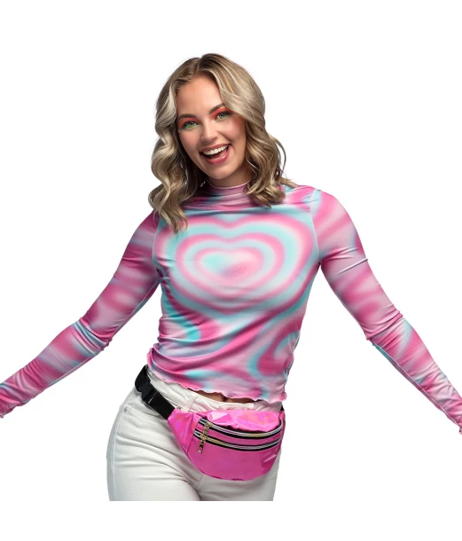 Pink holografisk bæltetaske
