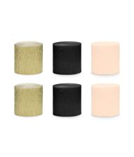 Creperuller 6 stk sort/guld mix 5cm x 10m