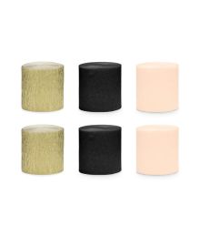 Creperuller 6 stk sort/guld mix 5cm x 10m