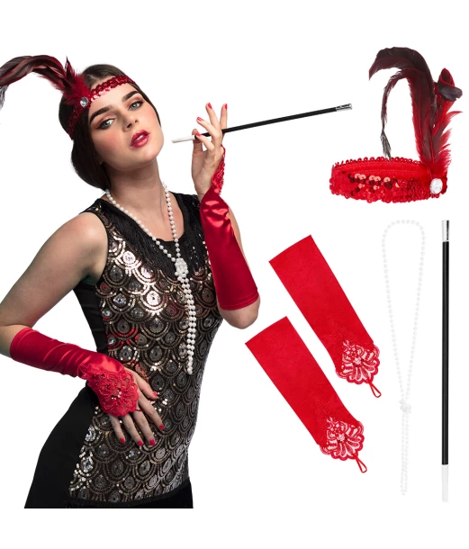 Rødt flapper sæt