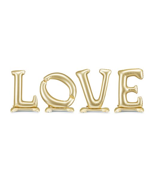 Stående LOVE folieballon guld