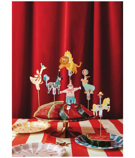 Cirkus kagepynt 6 stk 