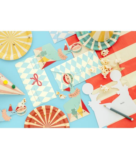 Cirkus invitationer 6 stk 