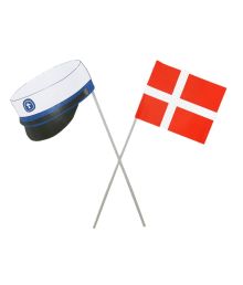 Hue og flag på pind Blå 10 stk.