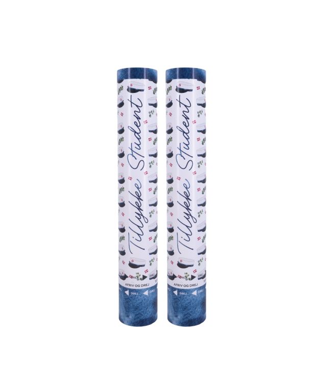 Konfettirør blå og hvid, 2 pk