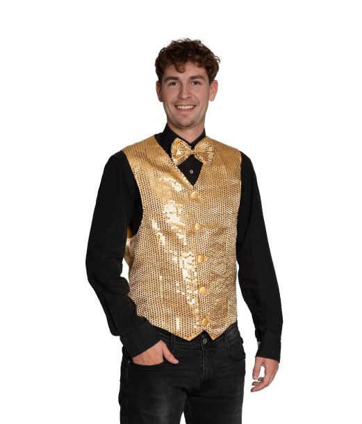 Guld pailletvest og butterfly