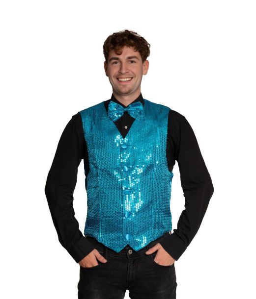 Turkis pailletvest og butterfly