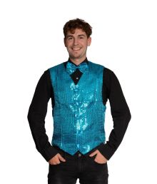Turkis pailletvest og butterfly