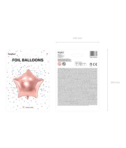 Rose gold stjerne folieballon, 70 cm