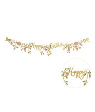 Guld og pink Happy Birthday banner 