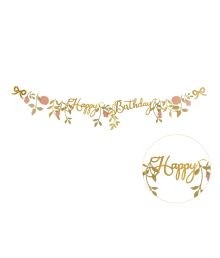 Guld og pink Happy Birthday banner 