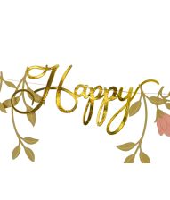 Guld og pink Happy Birthday banner 