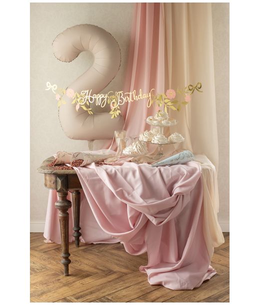 Guld og pink Happy Birthday banner 