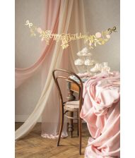 Guld og pink Happy Birthday banner 