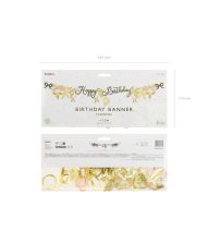 Guld og pink Happy Birthday banner 