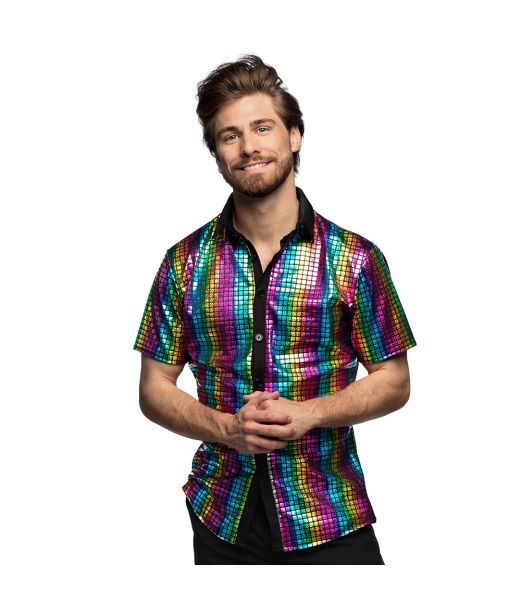 Regnbue diskokugle skjorte