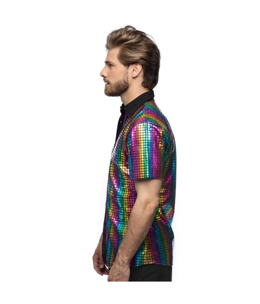 Regnbue diskokugle skjorte