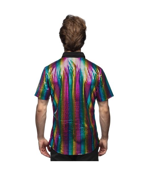 Regnbue diskokugle skjorte