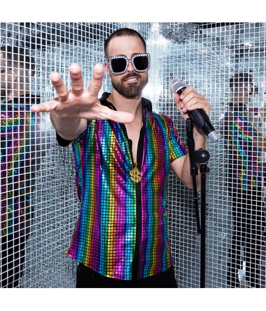 Regnbue diskokugle skjorte