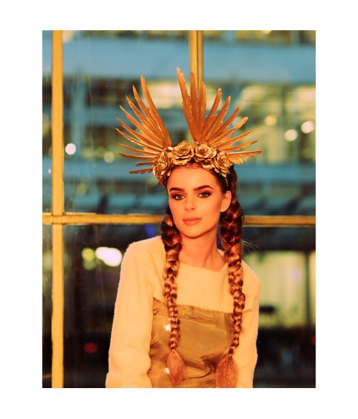 Guld fjer hårbøjle