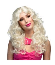Lang blond paryk med krøl