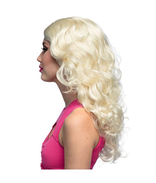 Lang blond paryk med krøl