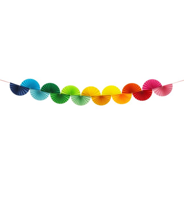 Regnbue vifte guirlande, 2,5 m