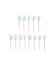 Lyseblå Happy Birthday kagelys