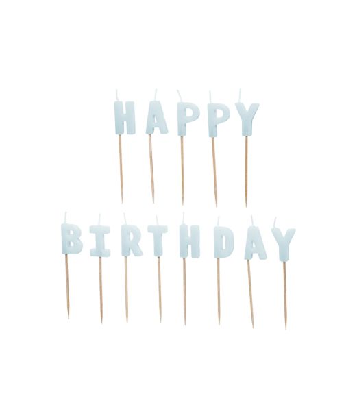 Lyseblå Happy Birthday kagelys