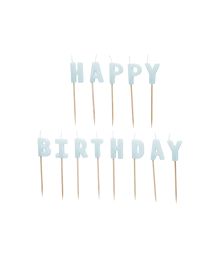 Lyseblå Happy Birthday kagelys