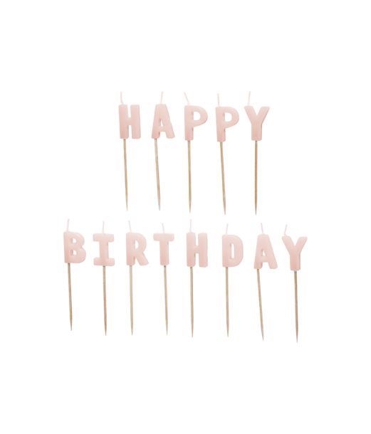 Lyserød Happy Birthday kagelys