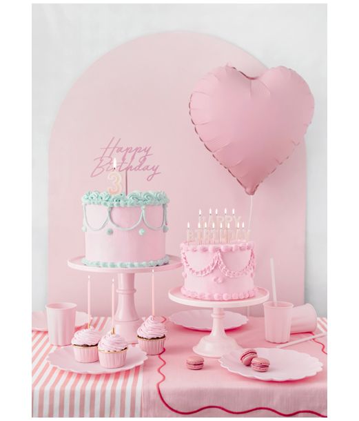 Lyserød Happy Birthday kagelys