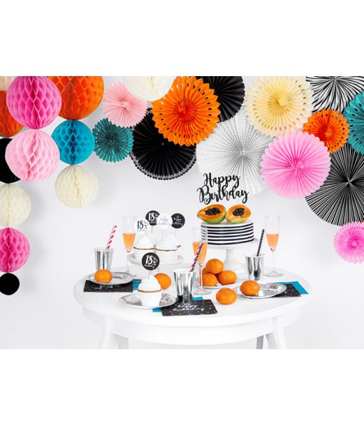 Sorte Happy Birthday servietter, 20 stk