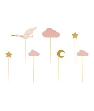 Kagepynt pink stork, 11 cm