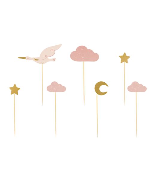 Kagepynt pink stork, 11 cm