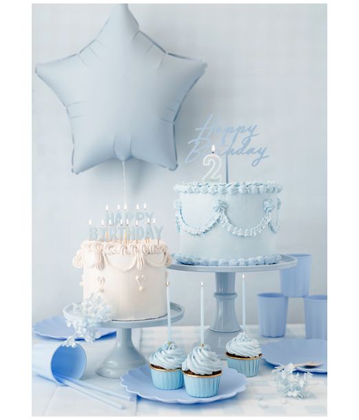 Tåget blå kagepynt Happy Birthday