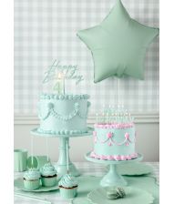 Mintgrøn kagepynt Happy Birthday
